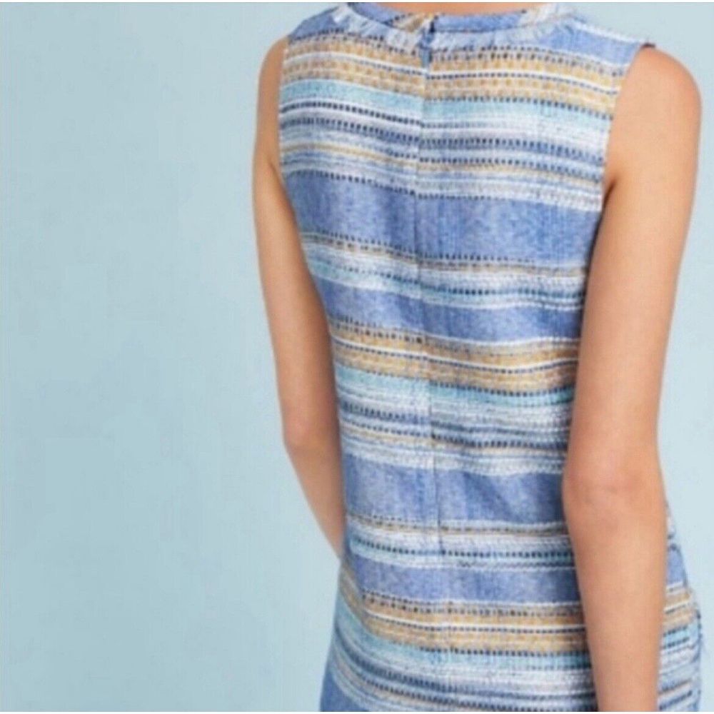 Anthropologie Akemi + Kin $148 Women's Sleeveless Tweed Shift Dress Blue Size 14 - Picture 3 of 9